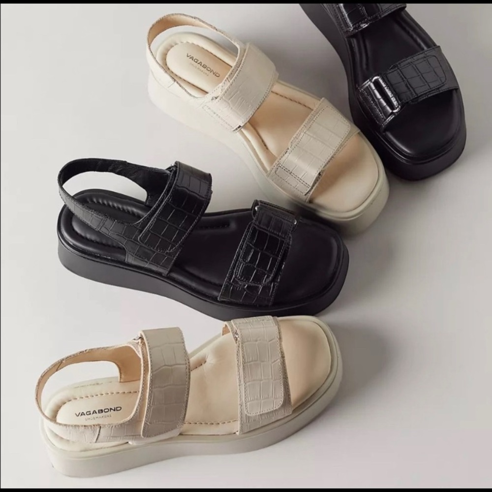 Vagabond Cream Platform Sandals - Picture 3 of 7